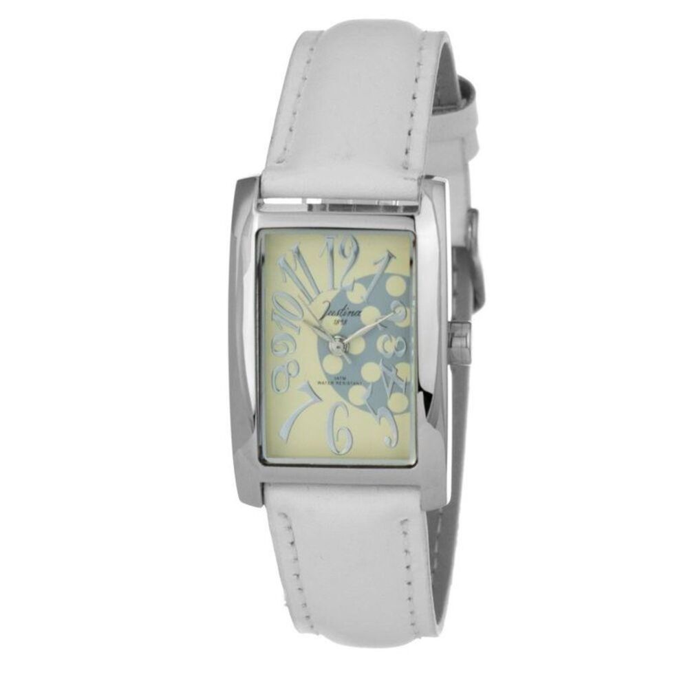 JUSTINA Elegant Leather Dress Watch Women White Watches